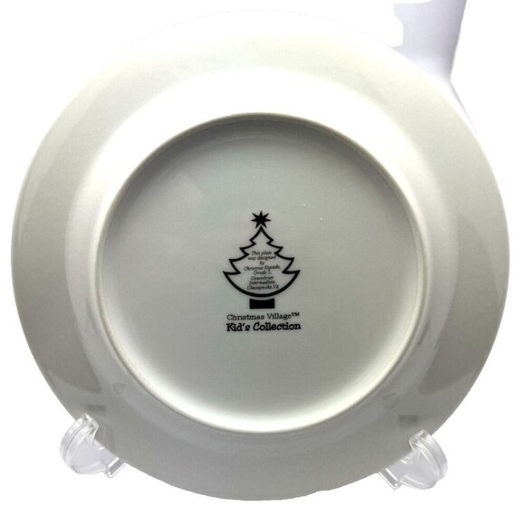 Christmas Village Kids Collection Cookie Plate Santa Sleigh Blue Multi‎ Seasonal - Picture 3 of 8